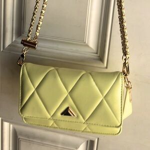 Aldo Elegant Quilted Chain Shoulder Bag - Yellow